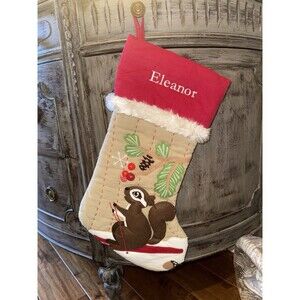 Pottery Barn Kids ELEANOR Stocking Squirrel On Snow Skis